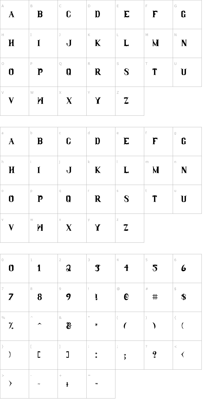 Character Map Clam Dip Font