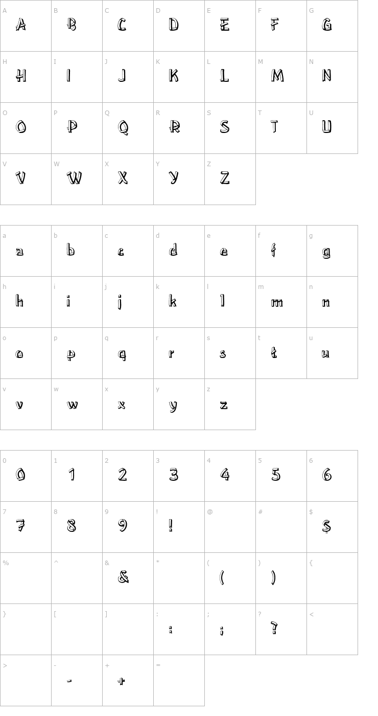 Character Map ClampettsDisplay Font