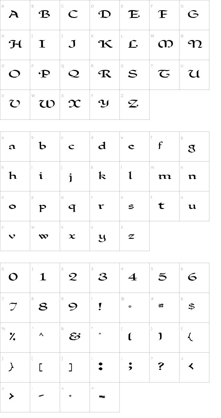 Character Map Clark Regular ttnorm Font