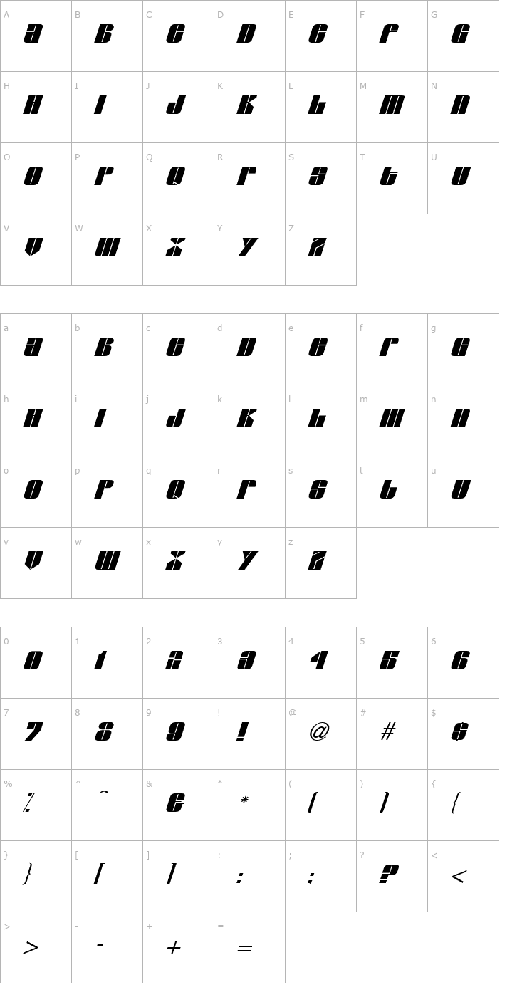 Character Map Claude Italic Font