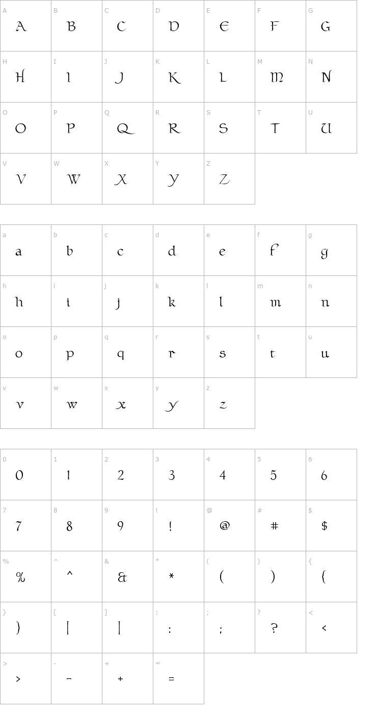 Character Map ClaustrumRegular Font