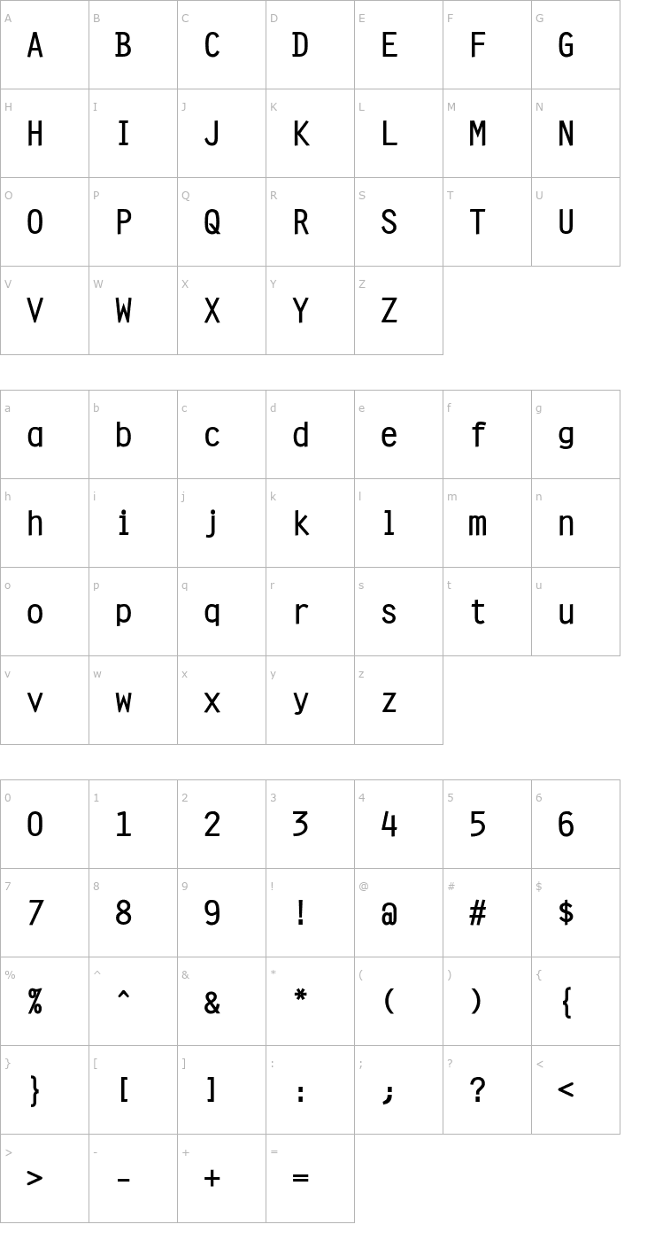 Character Map Clean Bold Font