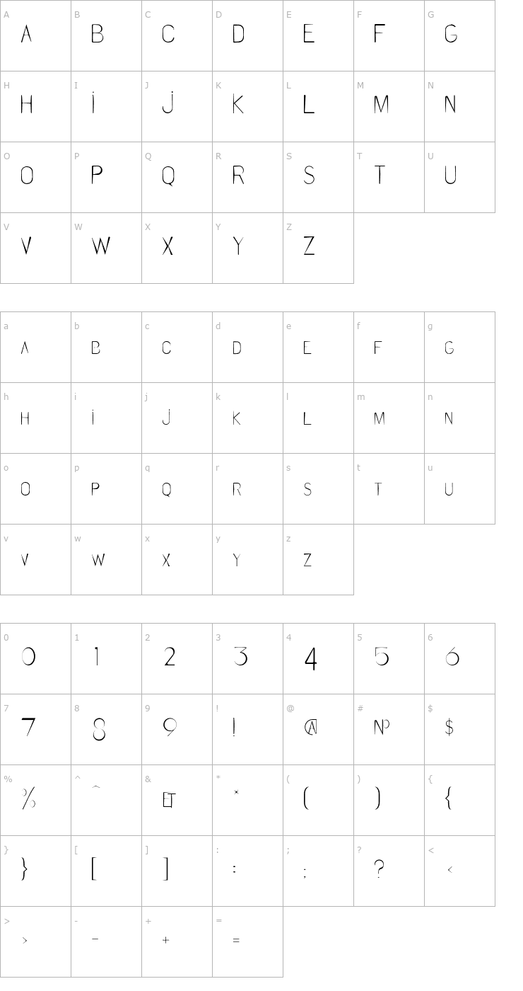 Character Map CleanCut-Caps Font