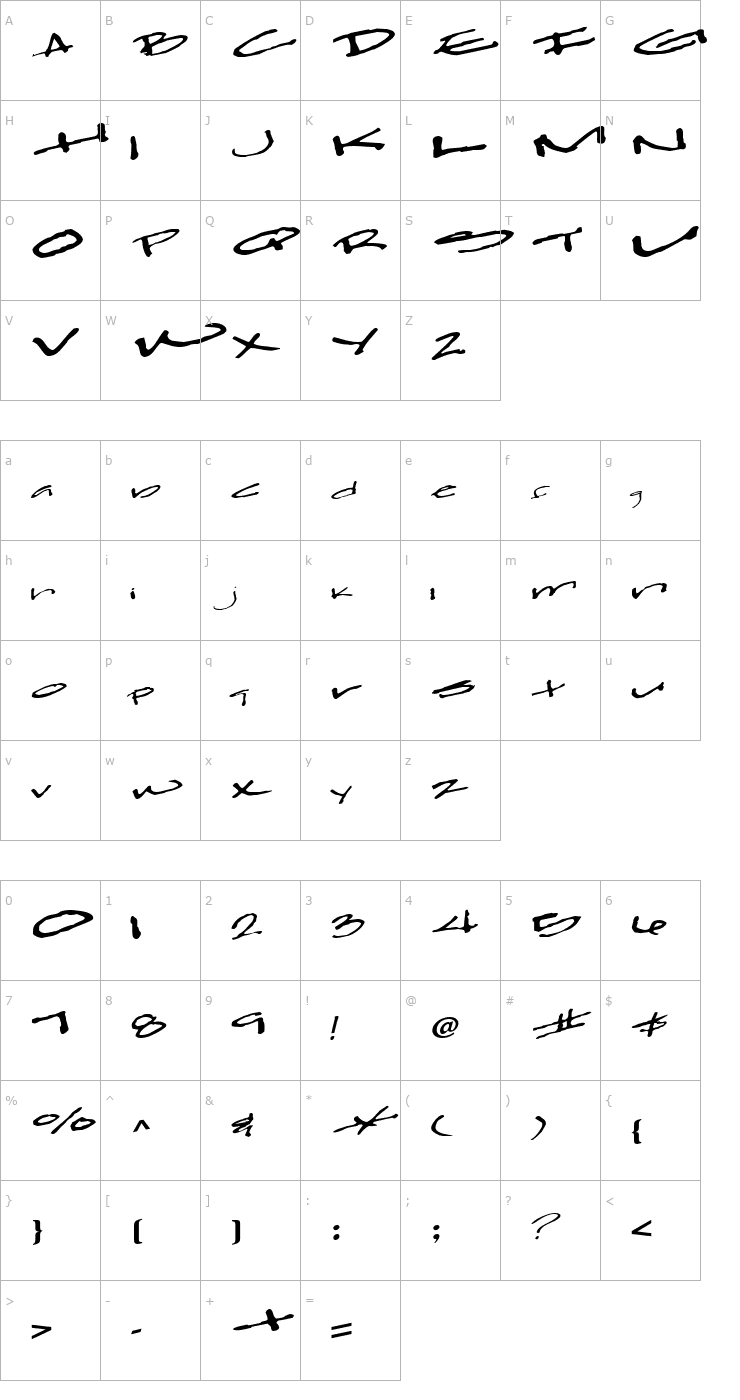 Character Map Clear Regular ttnorm Font