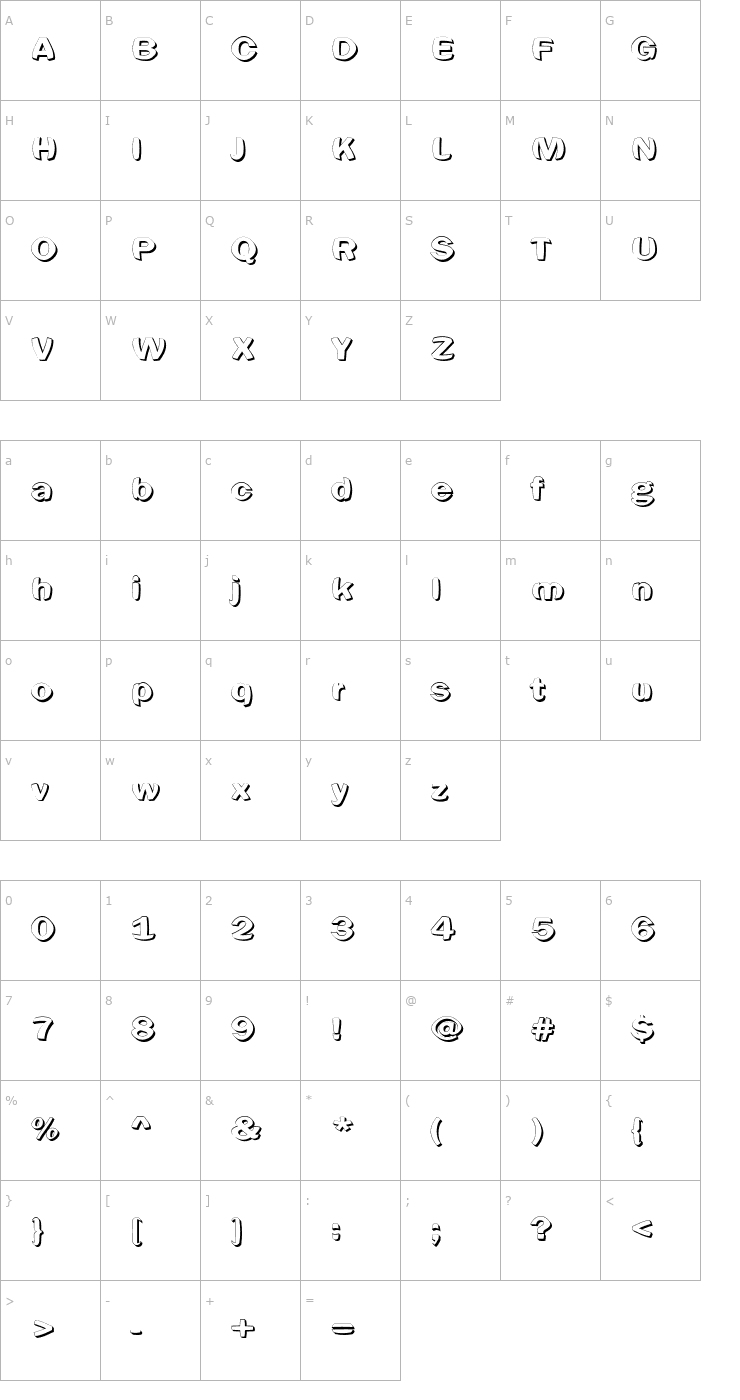 Character Map Clearblock circular - 3DFX Font