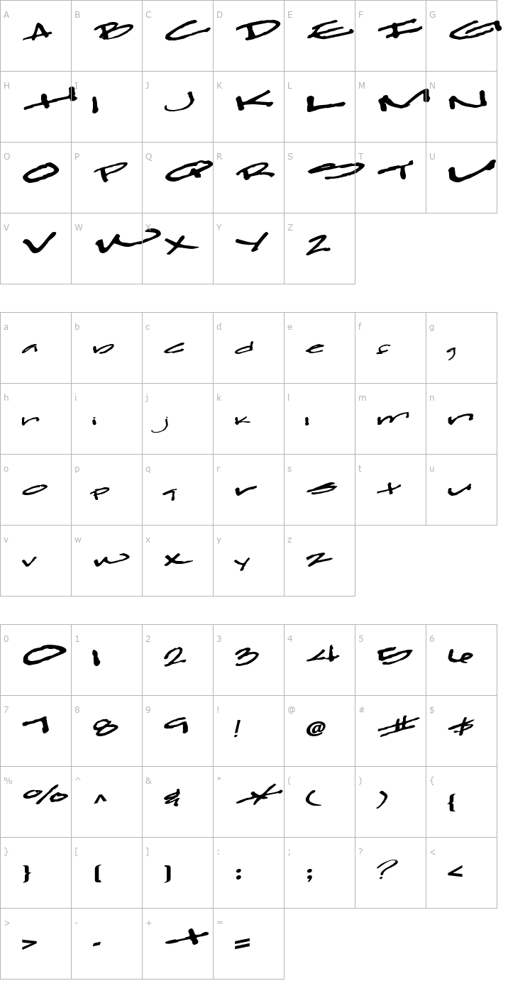 Character Map ClearFall54 Bold Font