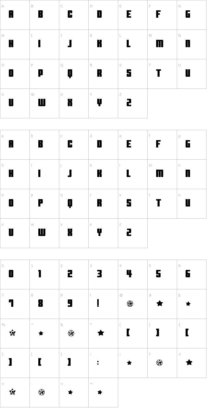 Character Map Clearwerkkraftremix Font