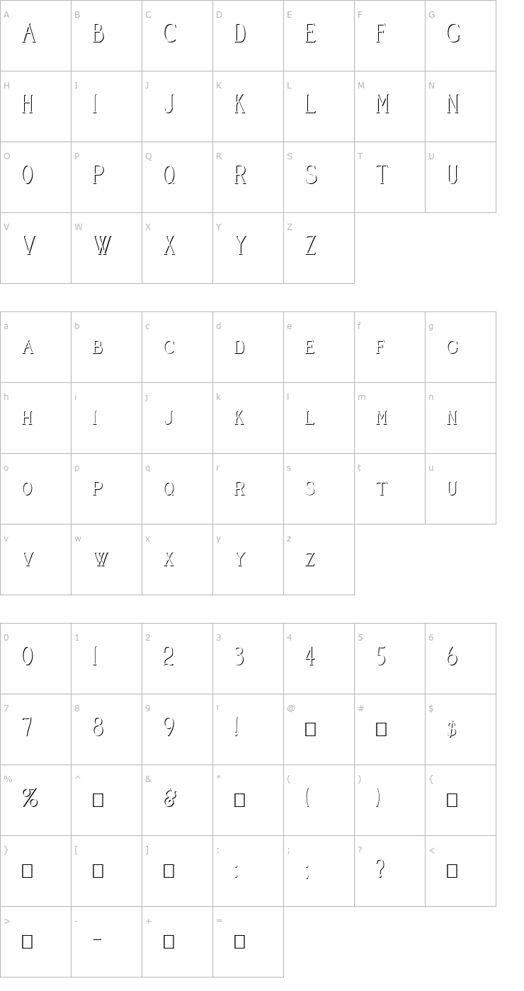 Character Map Cleaver's_Juvenia_Embossed Font