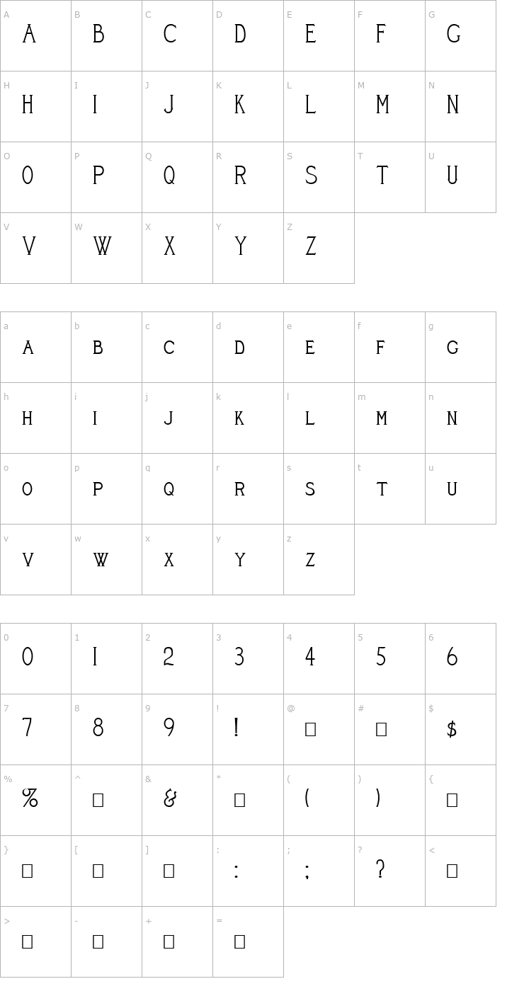 Character Map Cleaver's_Juvenia Font