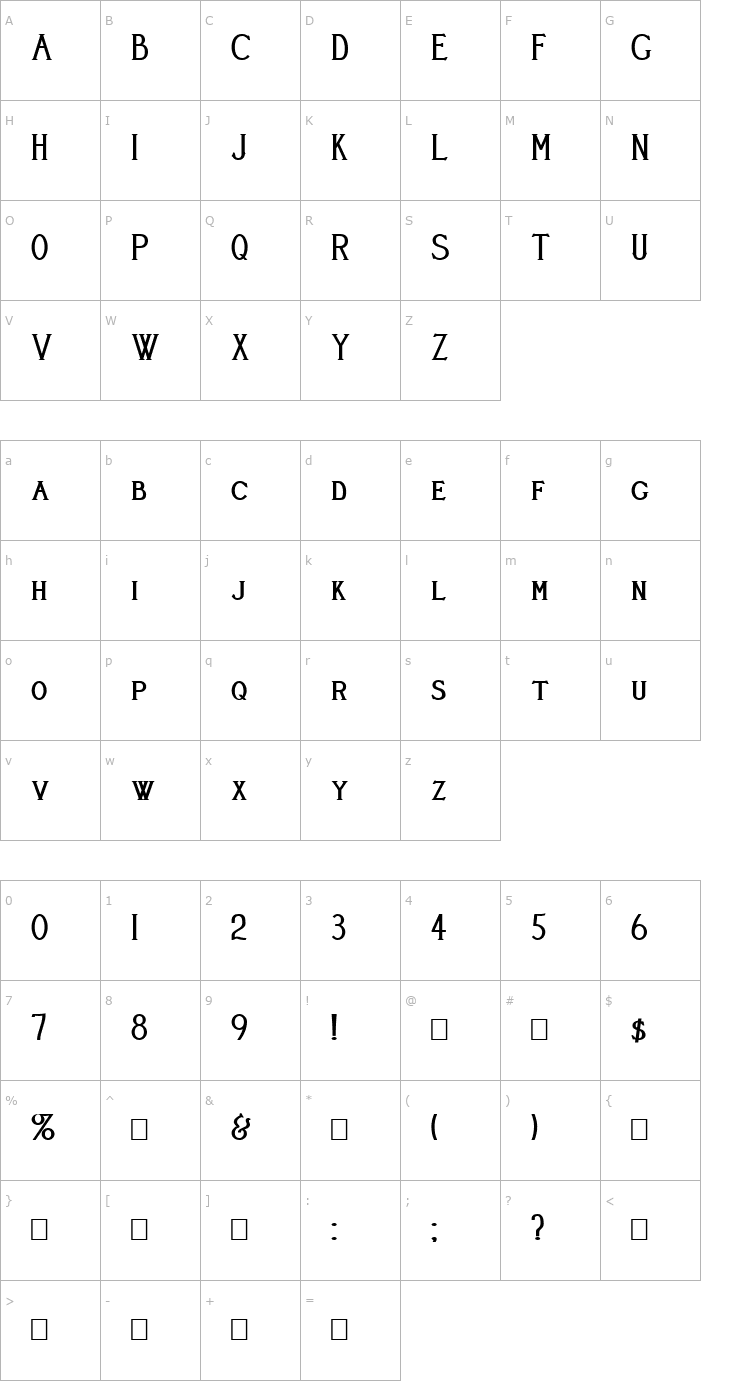 Character Map Cleaver's_Juvenia_Heavy Font