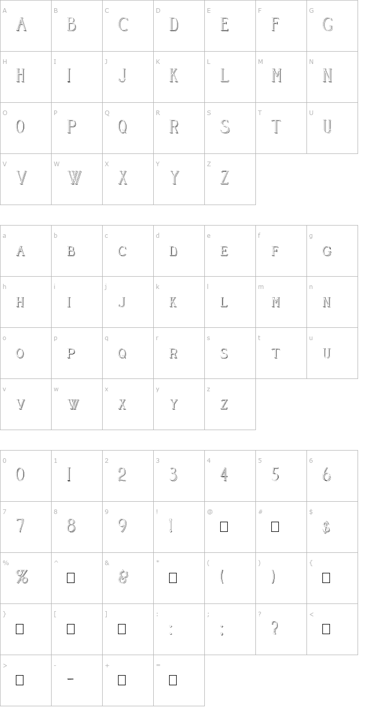 Character Map Cleaver's_Juvenia_Raised Font