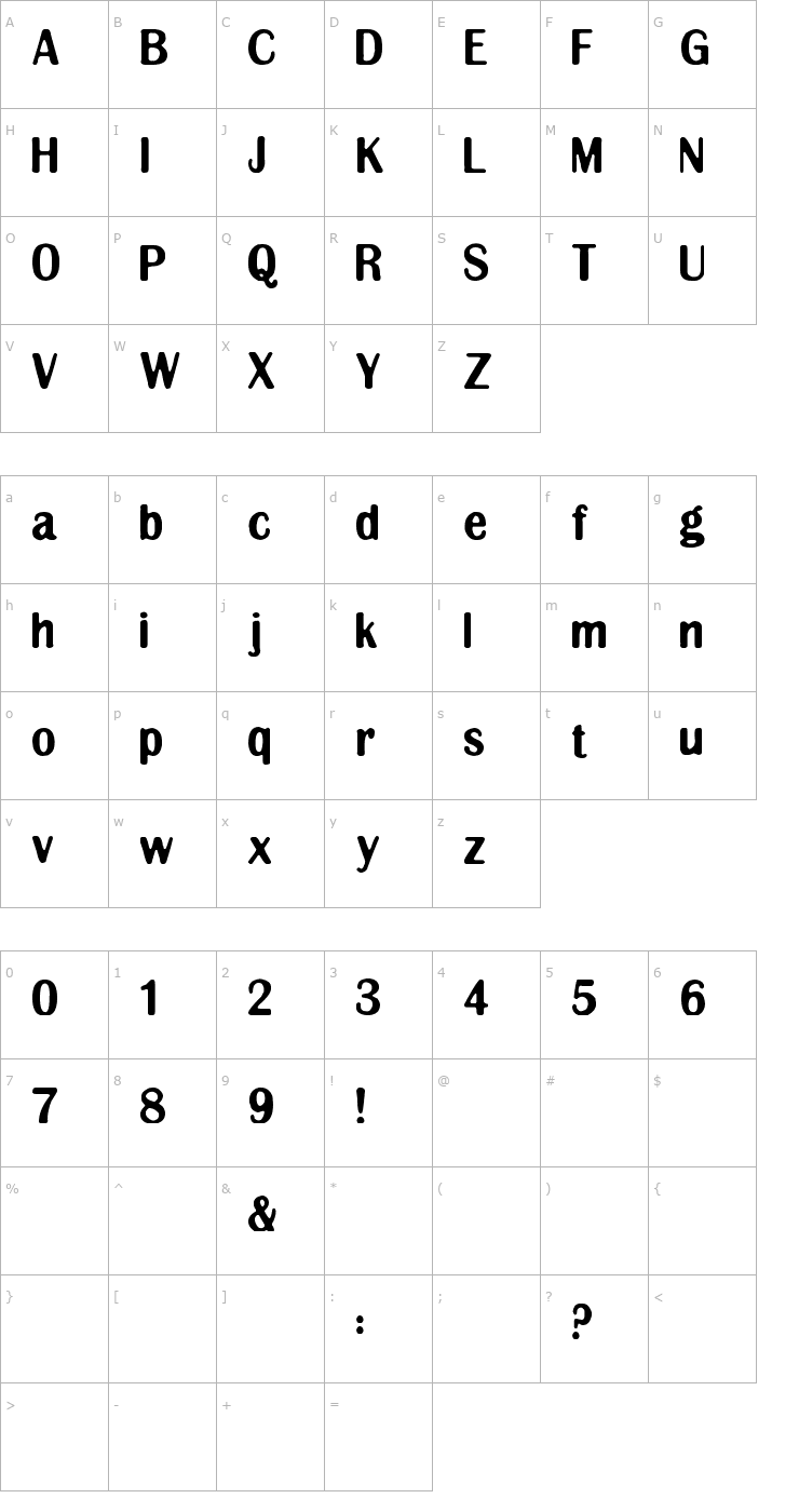 Character Map Clingy Font