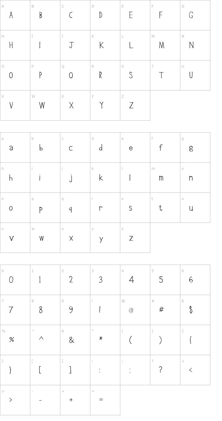 Character Map Clink Font