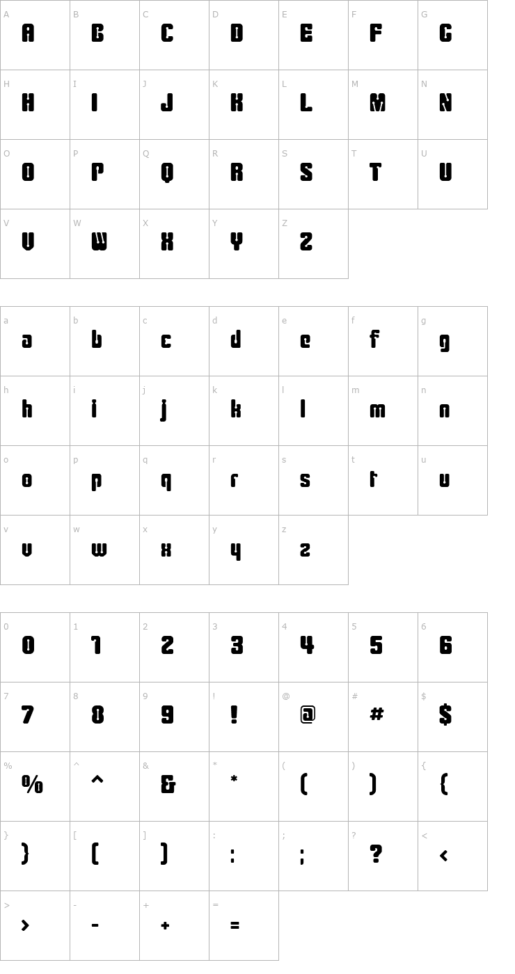 Character Map Clipe Bold Font