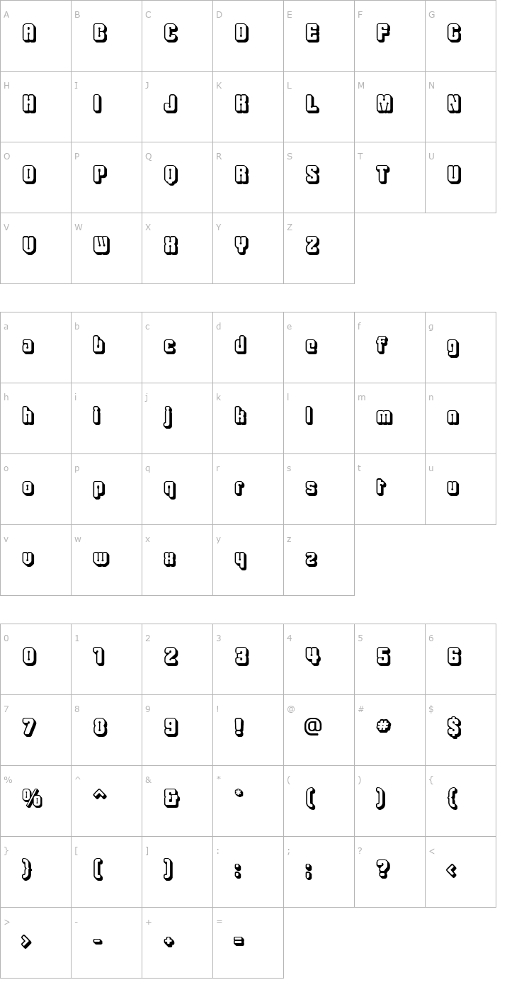 Character Map Clipe Shadow Font