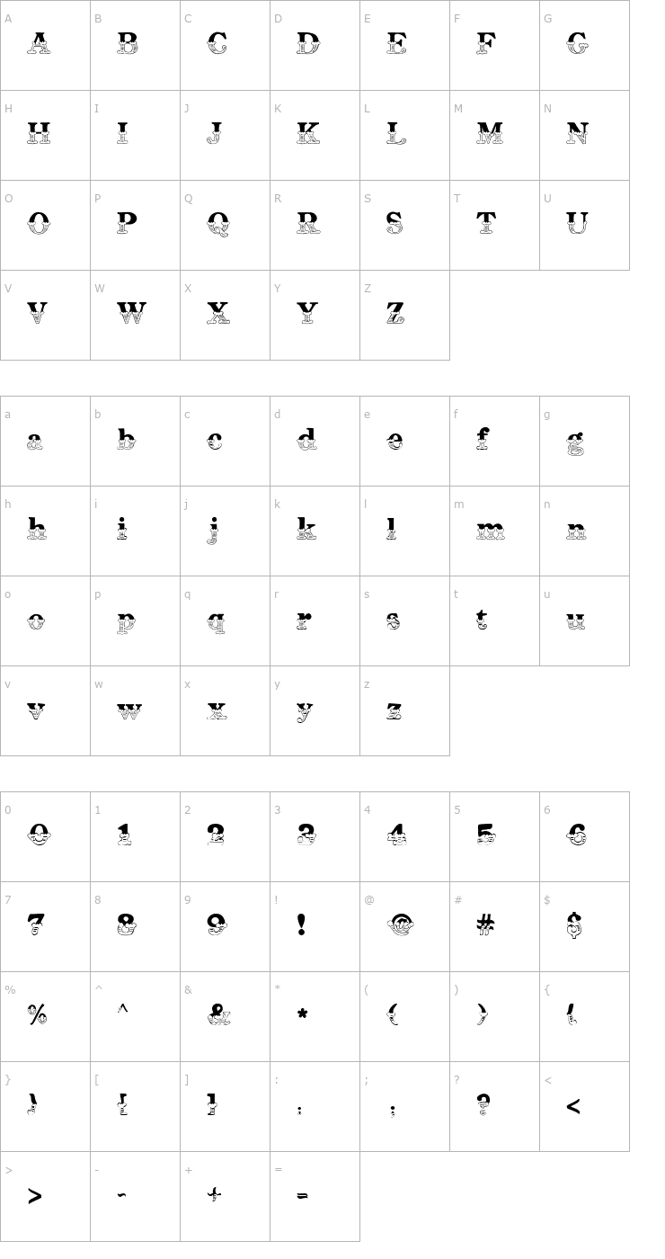 Character Map Clipz 4thJuly Font