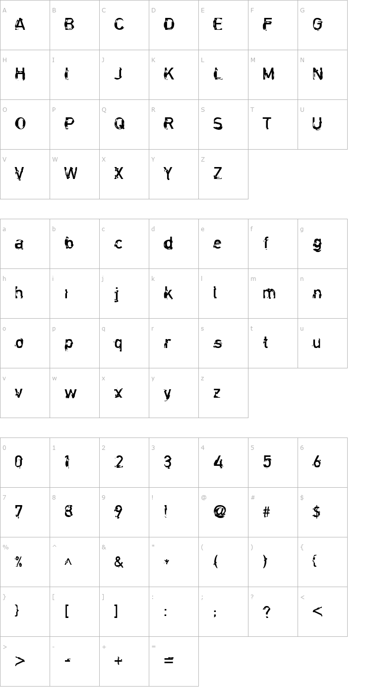Character Map Clockwork Regular Font