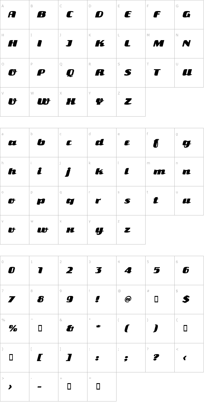 Character Map Close Schlager Font