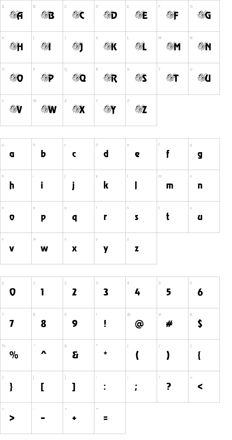 Character Map Clownlaugh Becker Font