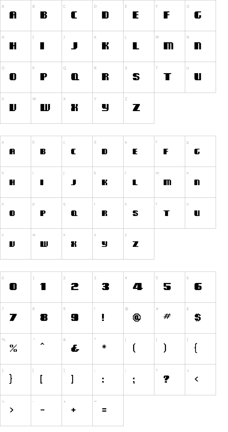 Character Map ClubMF Font
