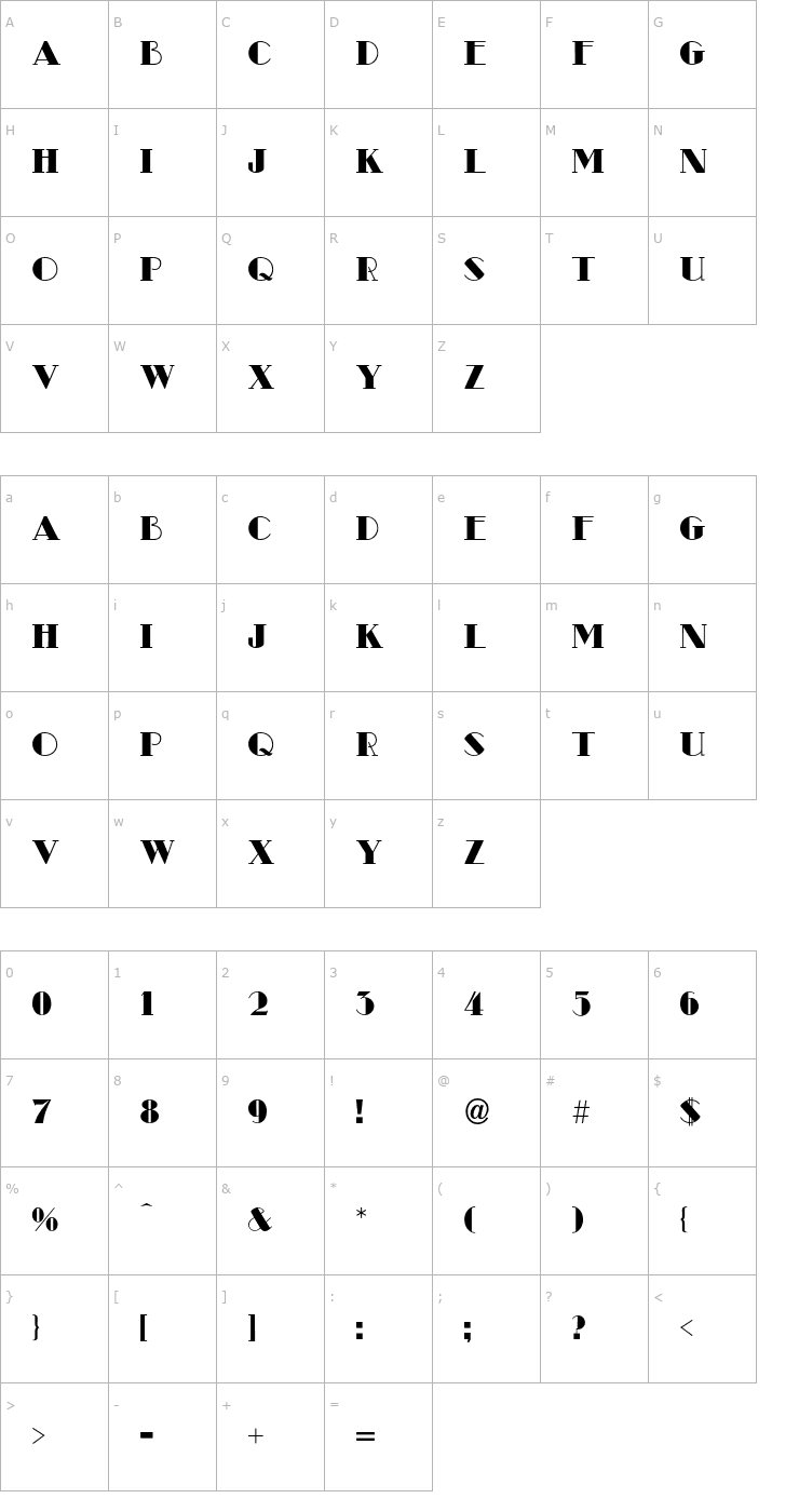 Character Map Clyde Font