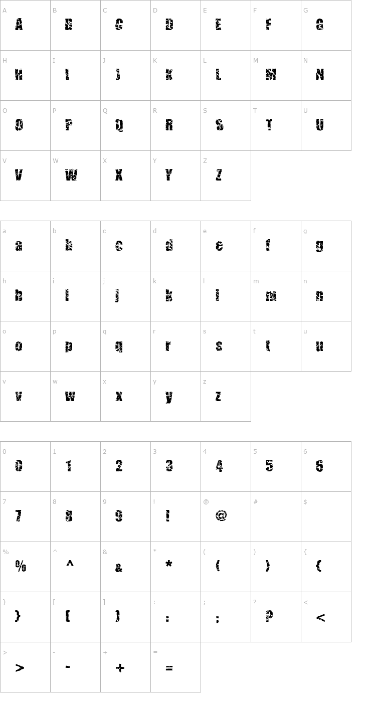 Character Map CM Corruged Font