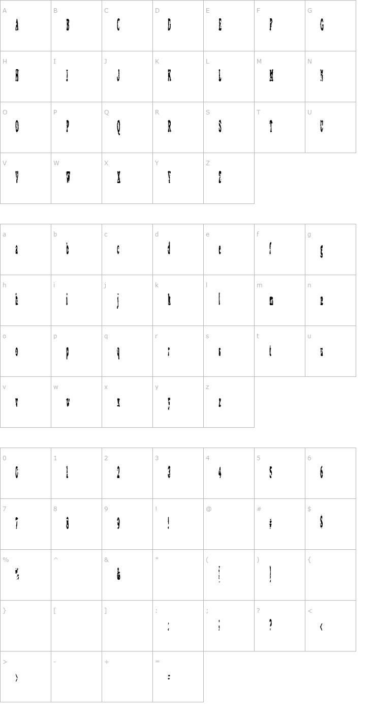 Character Map Coagulate Font