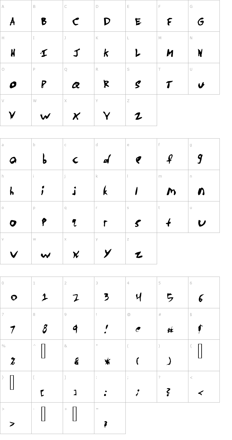 Character Map coattails Font