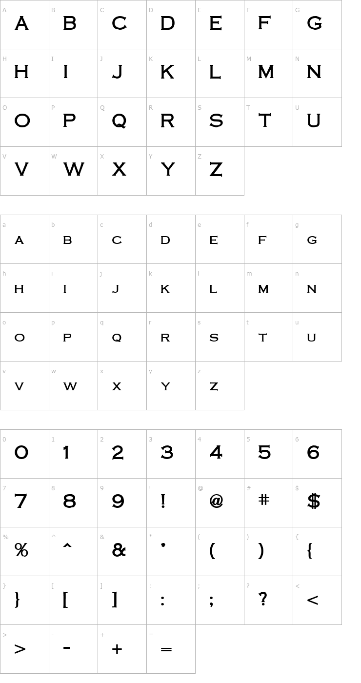 Character Map Cobalt Bold Font