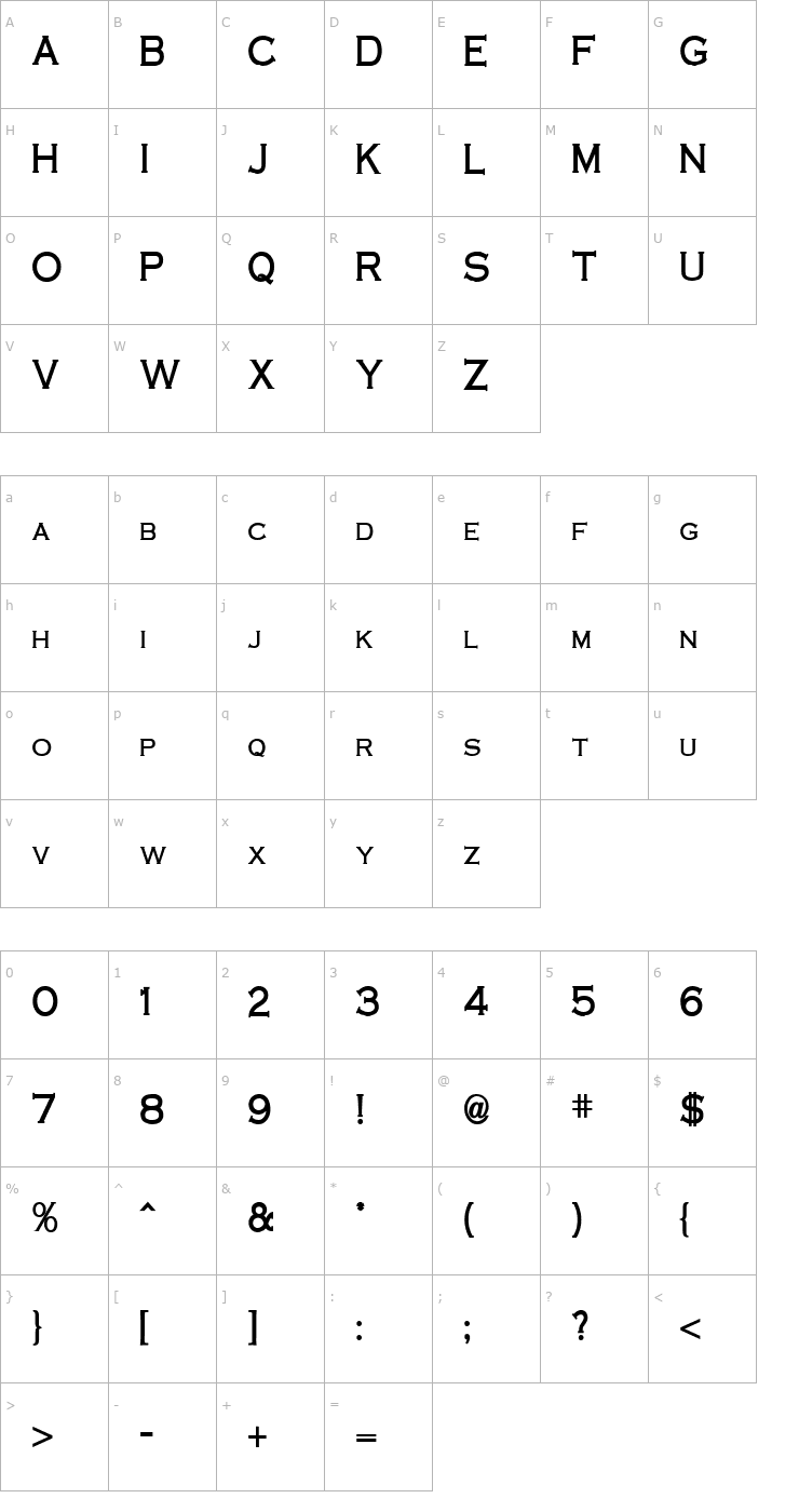 Character Map Cobalt Condensed Bold Font