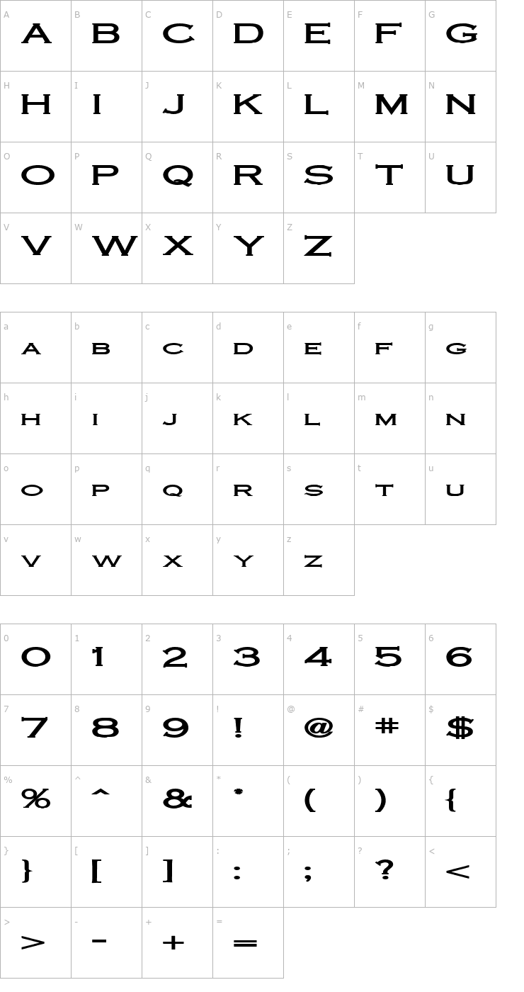 Character Map Cobalt Extended Bold Font