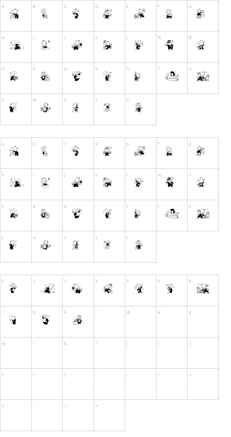 Character Map Cobb Shinn Stock Cuts Font