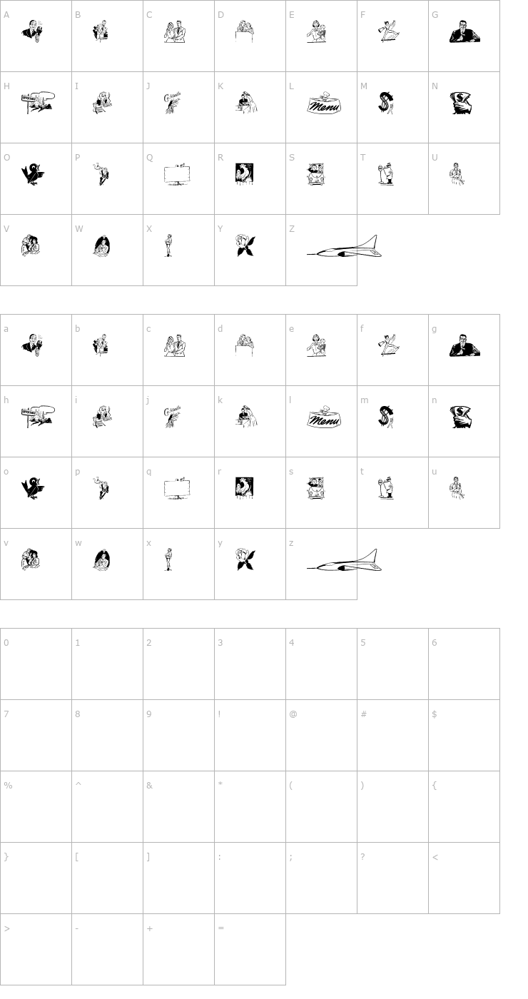 Character Map Cobb Shinn Stock Cuts VI Font