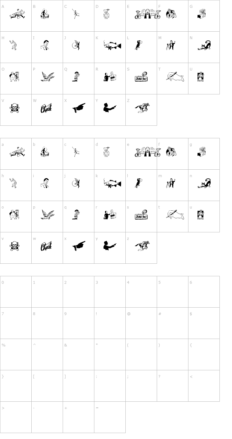 Character Map Cobb Shinn Stock Cuts VII Font