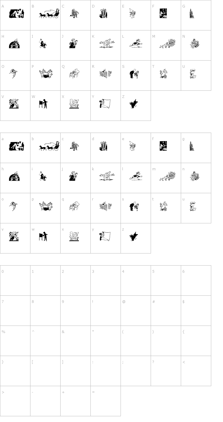 Character Map Cobb Shinn Stock Cuts XIII Font