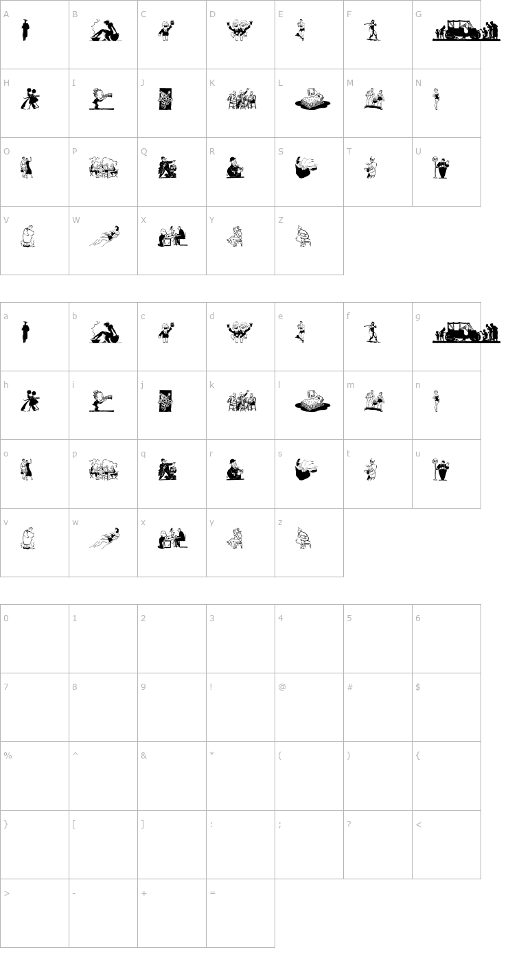 Character Map Cobb Shinn Stock Cuts XIV Font