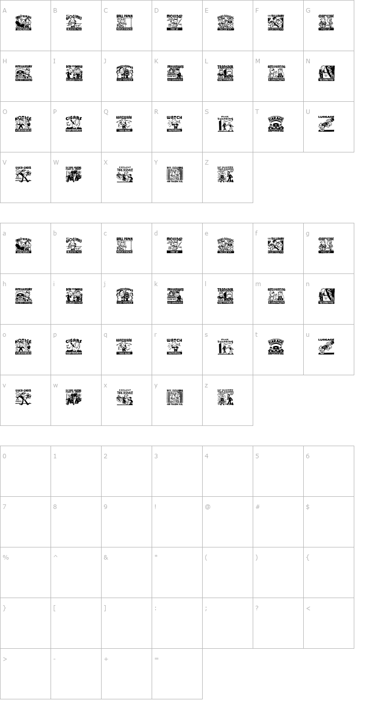 Character Map Cobb Shinn Stock Cuts XVI Font