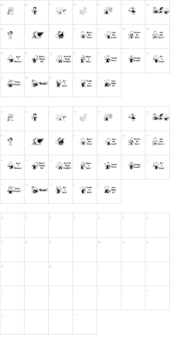 Character Map Cobb Shinn Stock Cuts XVII Font