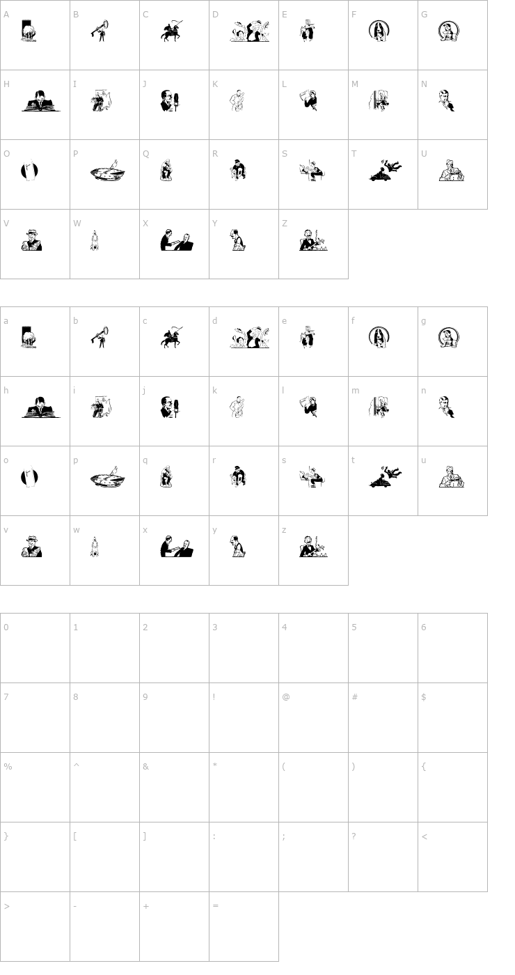 Character Map Cobb Shinn Stock Cuts XXIX Font