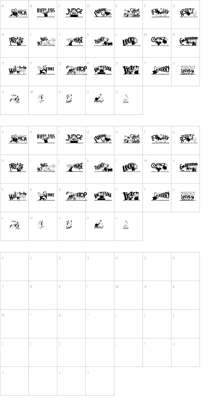 Character Map Cobb Shinn Stock Cuts XXV Font