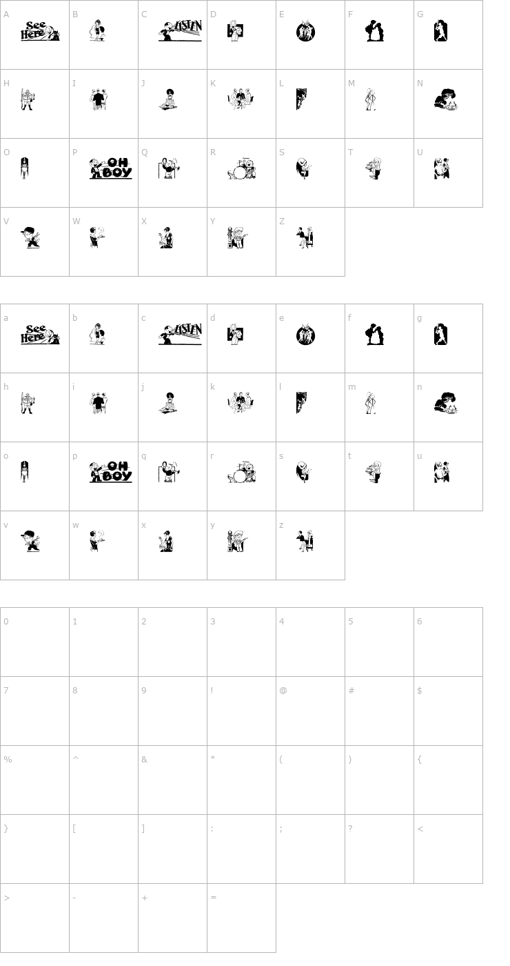 Character Map Cobb Shinn Stock Cuts XXVI Font