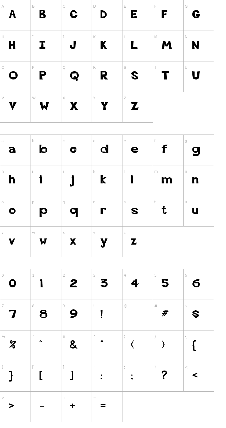 Character Map Cocktails Heavy Font