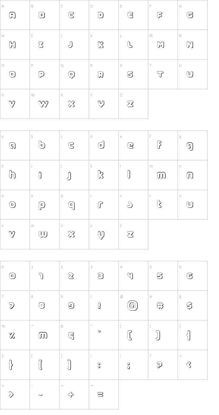 Character Map Coconut Shadow Font