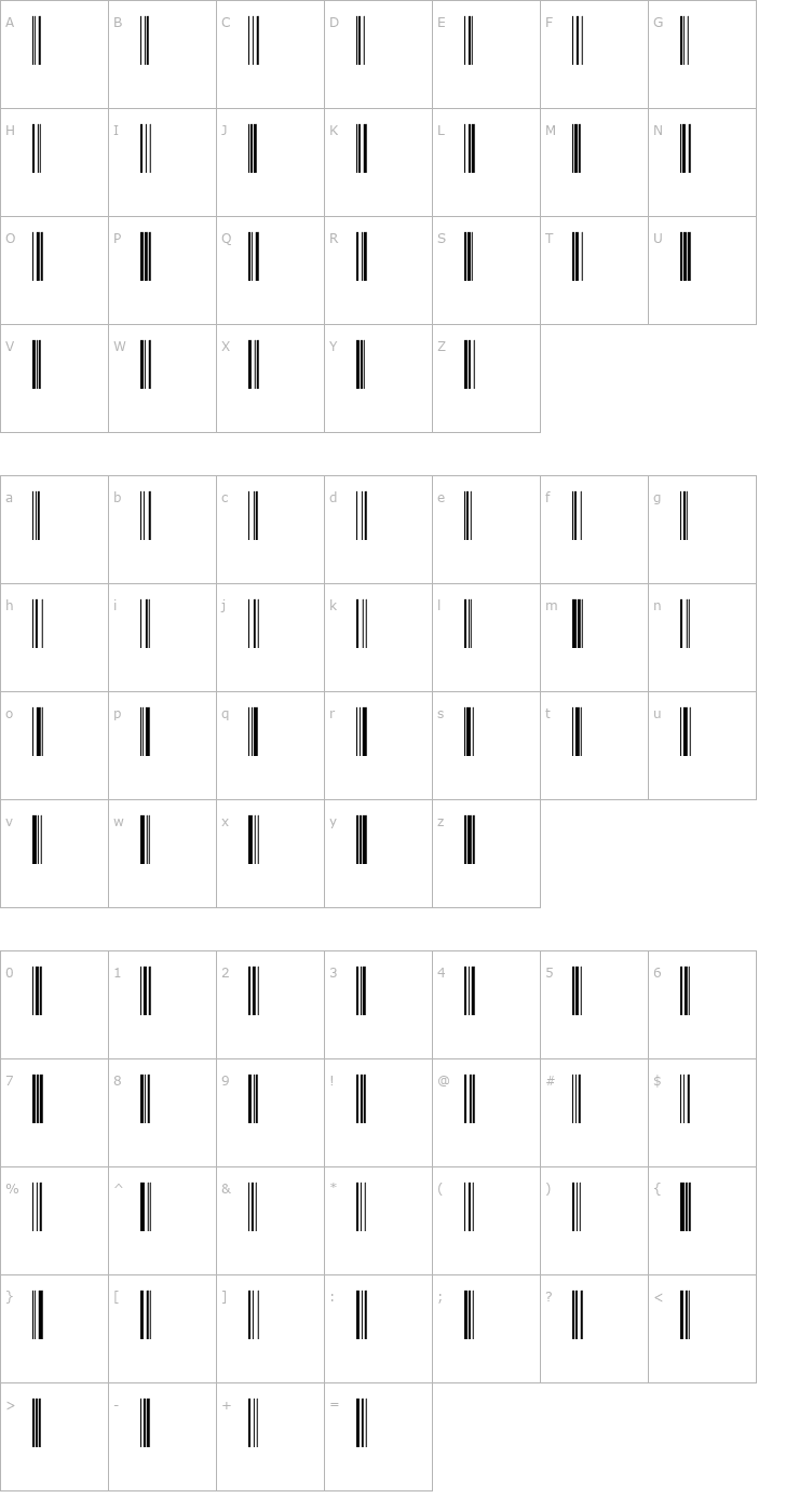 Character Map Code-128-EH Font