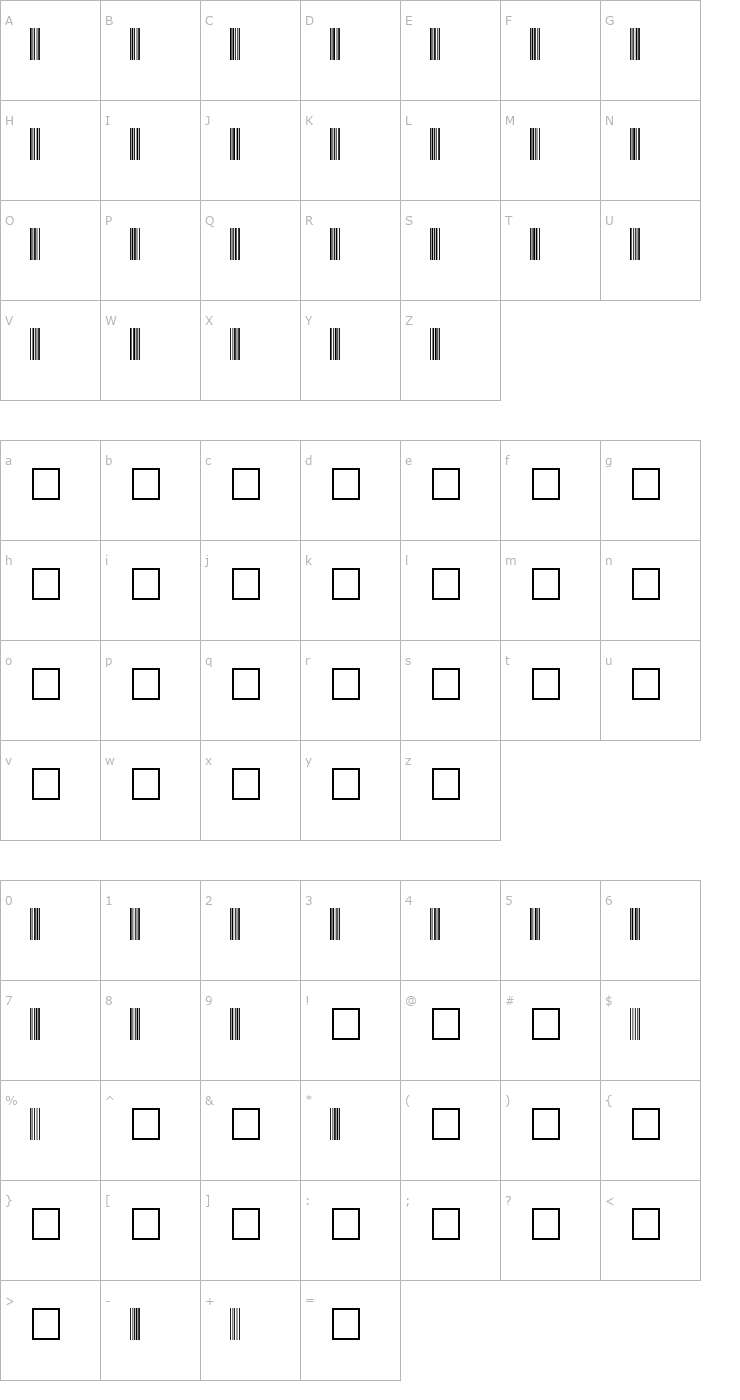 Character Map Code-39-20 Font