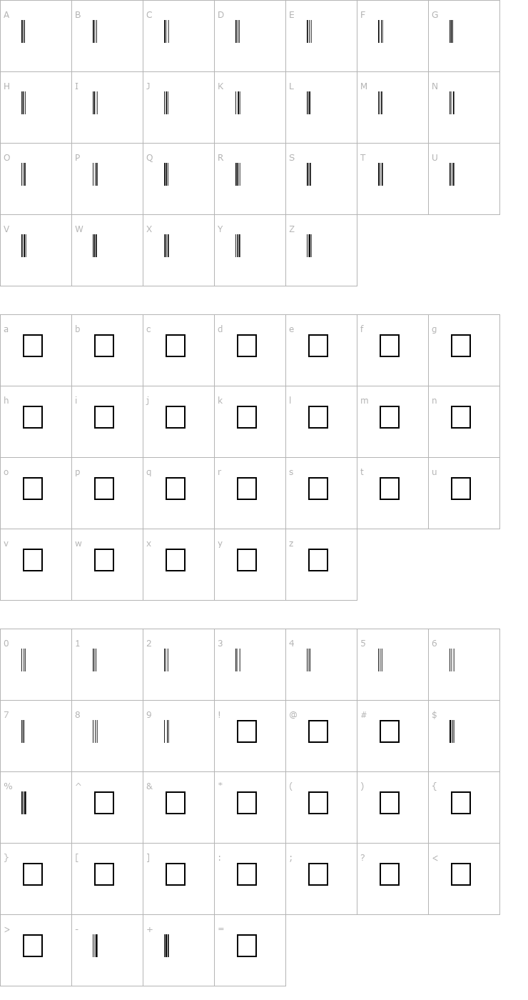 Character Map Code-93 Font