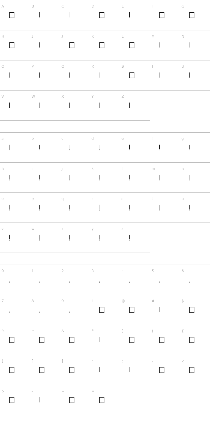 Character Map Code-EAN-HH Font