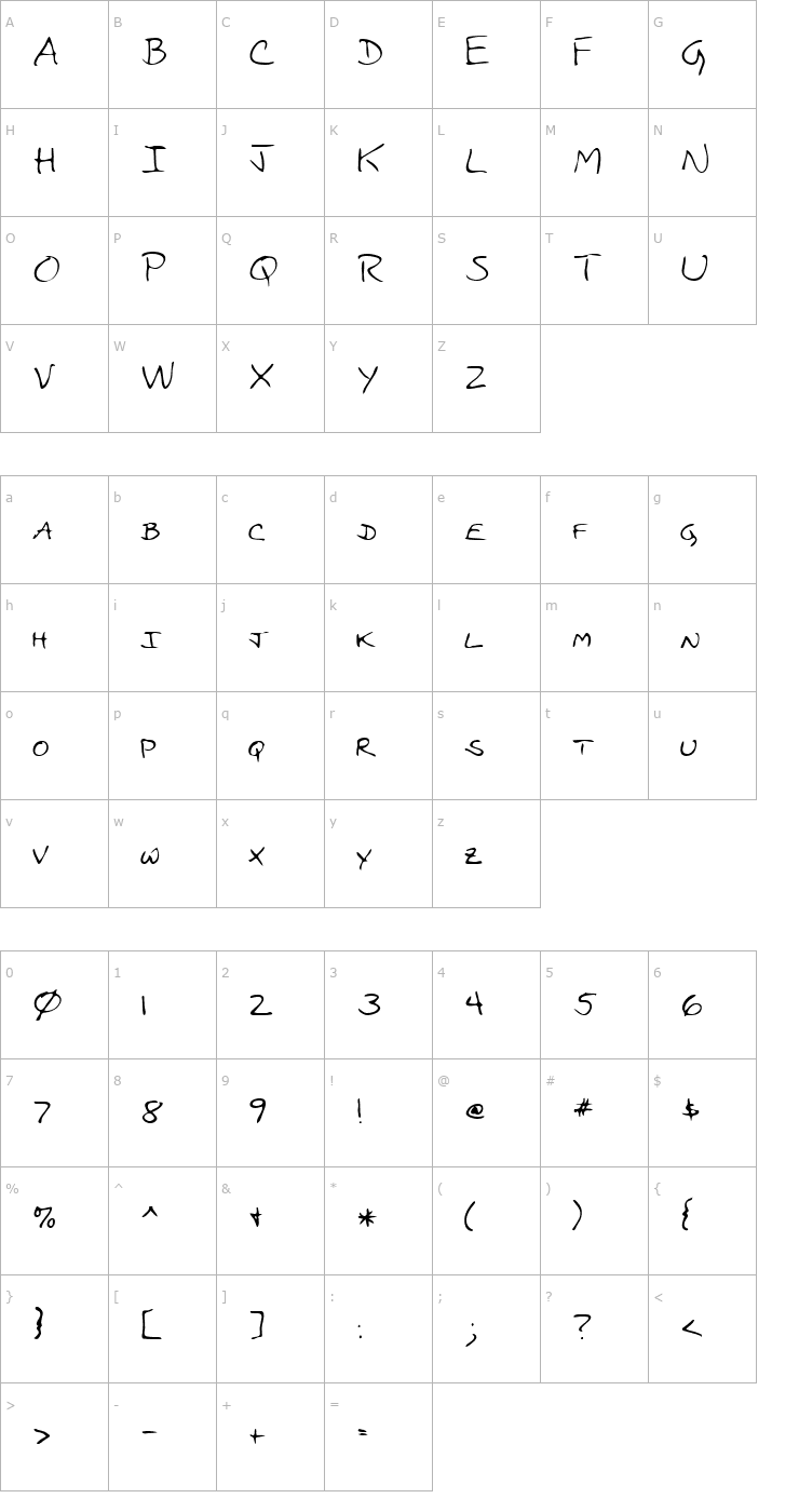 Character Map Cody Regular Font