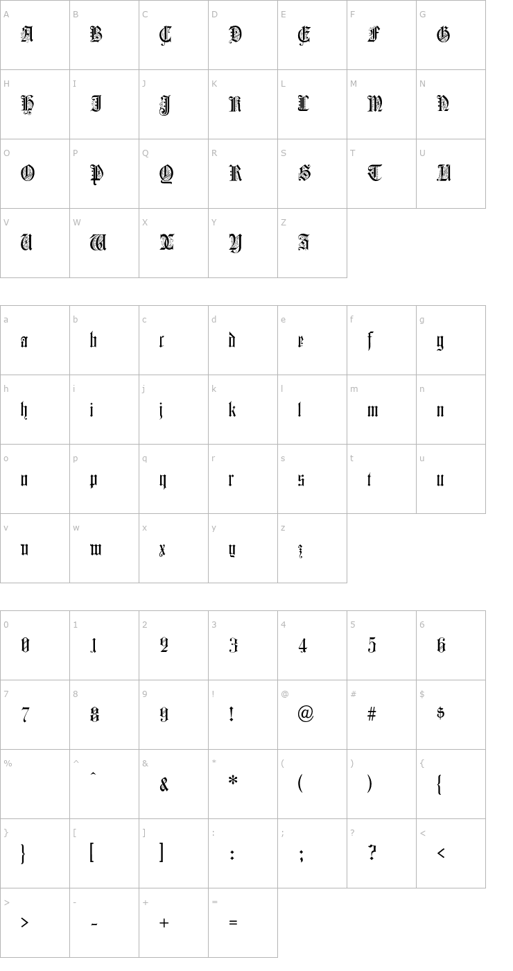 Character Map ColchesterBlack Font