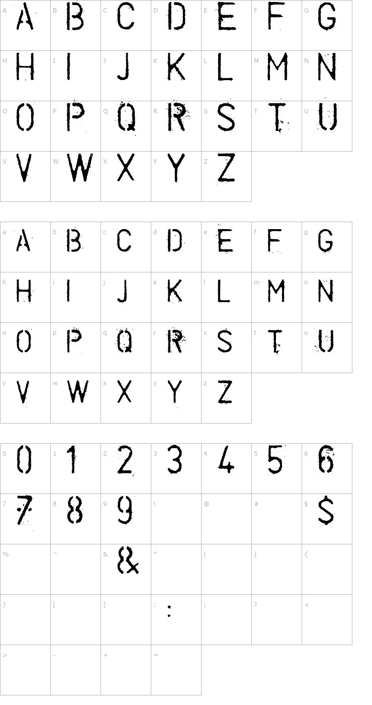 Character Map Cold Coffee Font